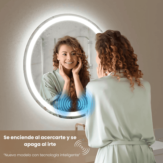Espejo Redondo Luz Led 60cm Sensor Presencia Inteligente Decorativo