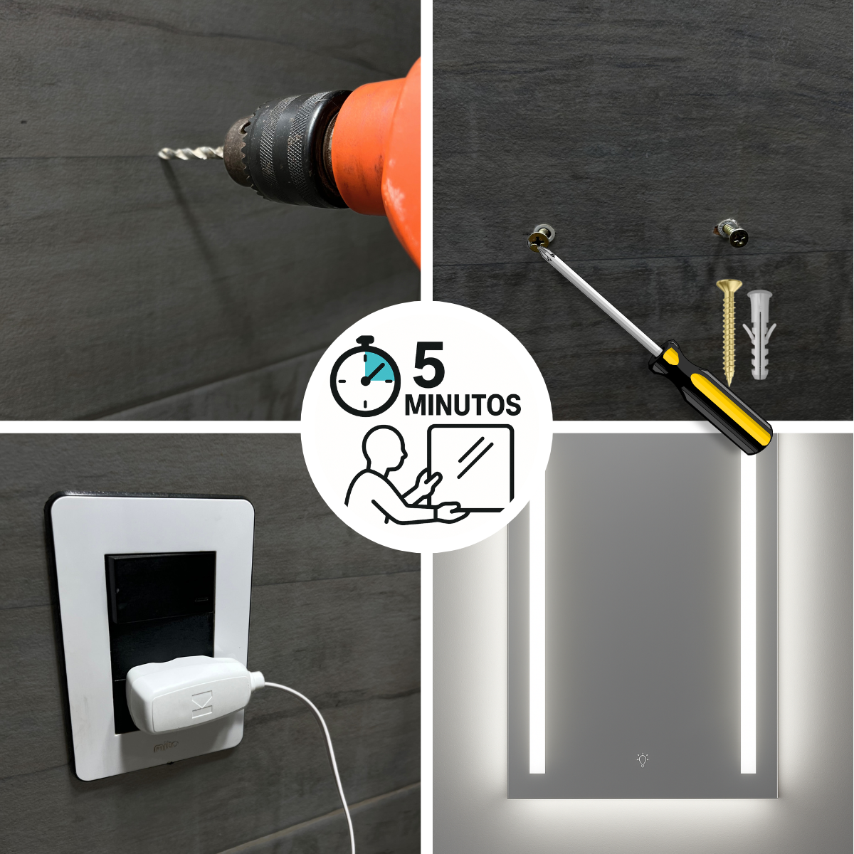 Espejo Con Luz Led Touch Rectangular Baño 70x50