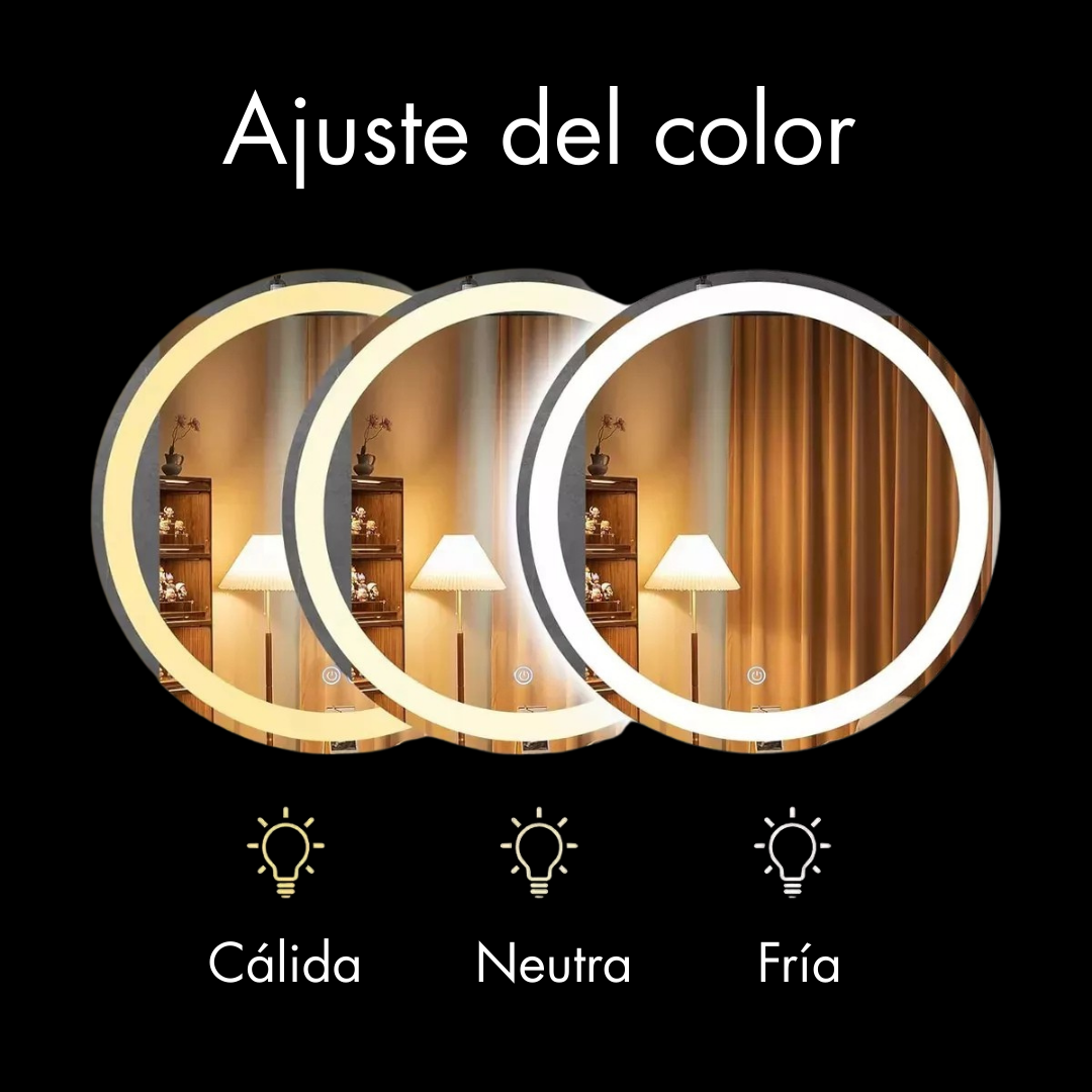 D-Halo Trilight Sense 60: (Espejo redondo 60 cm, sensor de movimiento, 3 luces).