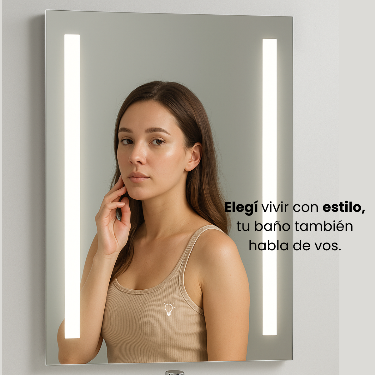 Espejo Con Luz Led Touch Rectangular Baño 70x50