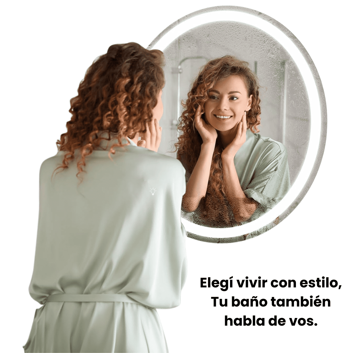 Espejo Con Luz Decorativo De Pared Led Redondo Marco Pulido Para Living Baño Sala 60cm Touch