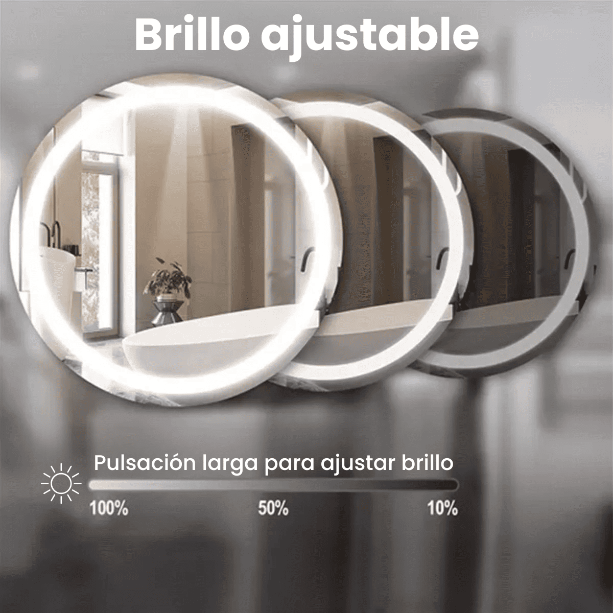 Espejo Con Luz Decorativo De Pared Led Redondo Marco Pulido Para Living Baño Sala 60cm Touch