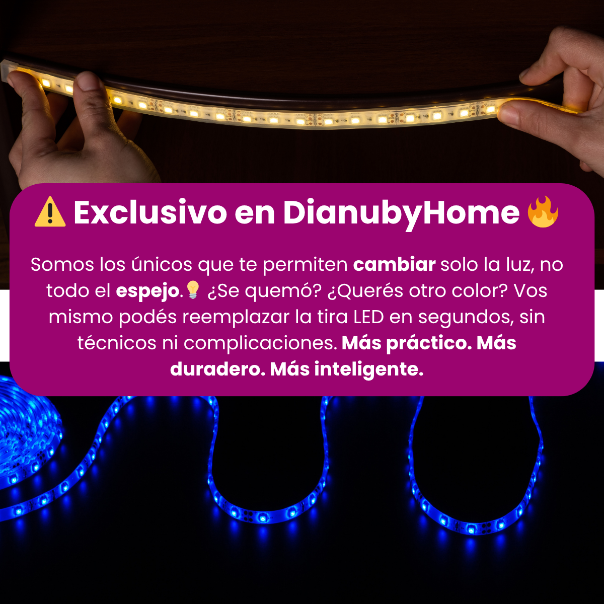 Espejo Con Luz Led Touch Rectangular Baño 70x50